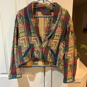 Vintage Colorful Geometric Patterned Jacket